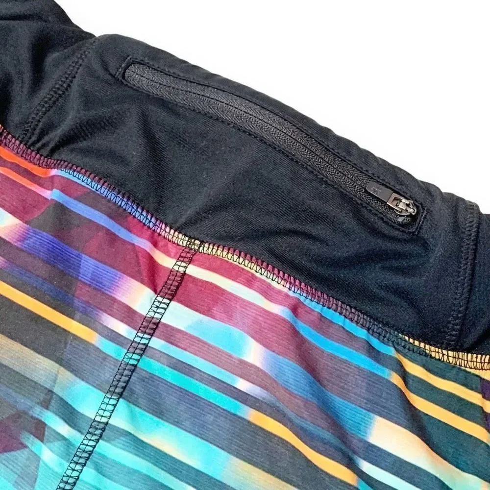 Athleta Laser Beam Ready Set Go Running Shorts Multicolor Stripe Women’s Size- S